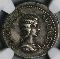202 NGC Ch VF Plautilla Denarius Roman Empire Venus Cupid Caracalla Wife (24032301C)