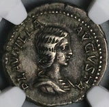202 NGC Ch VF Plautilla Denarius Roman Empire Venus Cupid Caracalla Wife (24032301C)