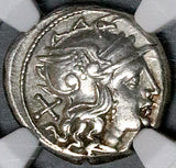 169 BC NGC Ch XF Furius Purpurio Roman Republic Denarius Luna Biga Roma (26101205C)