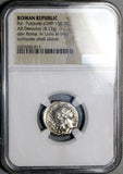 169 BC NGC Ch XF Furius Purpurio Roman Republic Denarius Luna Biga Roma (26101205C)