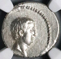 42 BC NGC Ch VF Regulus Roman Imperatorial Denarius Bestiari Gladiators Beasts Arena (24082803C)