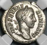 228 NGC Ch AU Severus Alexander Denarius Roman Empire Rare Perpetuitas (26021103C)
