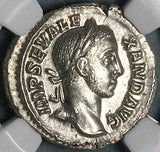 228 NGC Ch AU Severus Alexander Denarius Roman Empire Rare Perpetuitas (26021103C)