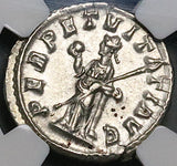 228 NGC Ch AU Severus Alexander Denarius Roman Empire Rare Perpetuitas (26021103C)