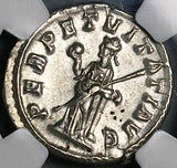 228 NGC Ch AU Severus Alexander Denarius Roman Empire Rare Perpetuitas (26021103C)