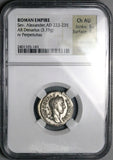 228 NGC Ch AU Severus Alexander Denarius Roman Empire Rare Perpetuitas (26021103C)