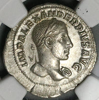 232 NGC AU Severus Alexander Denarius Roman Empire Annona Grain Supply (25052803C)