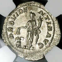 232 NGC AU Severus Alexander Denarius Roman Empire Annona Grain Supply (25052803C)