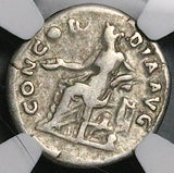 128 NGC Sabina Roman Empire Denarius Hadrian Augusta Concordia AVF (26052701C)