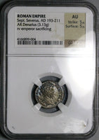 200 NGC AU Septimius Severus Roman Empire Denarius Emperor Sacrificing 5/5 5/5 (25100803C)