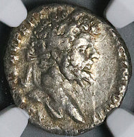 197 NGC Ch F Septimius Severus Roman Empire Denarius Nude Hercules Lion Skin Club (25011501C)