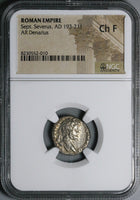 197 NGC Ch F Septimius Severus Roman Empire Denarius Nude Hercules Lion Skin Club (25011501C)