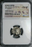 202 NGC Ch VF Septimius Severus Roman Empire Denarius Horse Soldier (26051301C)