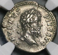 202 NGC Ch VF Septimius Severus Roman Empire Denarius Parthian Captives Trophy (25020202C)