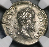 202 NGC Ch VF Septimius Severus Roman Empire Denarius Parthian Captives Trophy (25020202C)