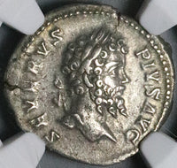 202 NGC Ch VF Septimius Severus Roman Empire Denarius Parthian Captives Trophy (25020202C)