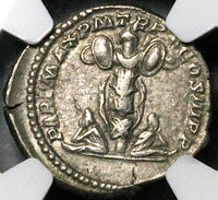 202 NGC Ch VF Septimius Severus Roman Empire Denarius Parthian Captives Trophy (25020202C)