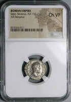 202 NGC Ch VF Septimius Severus Roman Empire Denarius Parthian Captives Trophy (25020202C)