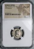 202 NGC Ch VF Septimius Severus Roman Empire Denarius Parthian Captives Trophy (25020202C)