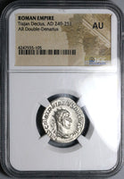 249 NGC AU Trajan Decius Double Denarius Roman Empire Emperor Horseback (23060401C)