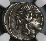 90 BC NGC VF Titius Roman Republic Pegasus Bacchus Liber Denarius (26030902C)