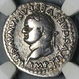 80 NGC Ch F Titus Denarius Roman Empire Chairs Coliseum Vesuvius Commemorative (24051702C)