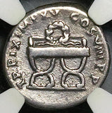 80 NGC Ch F Titus Denarius Roman Empire Chairs Coliseum Vesuvius Commemorative (24051702C)