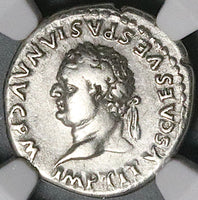 80 NGC Ch F Titus Denarius Roman RARE Elephant Coliseum Pompeii (25082201C)