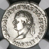 80 NGC Ch F Titus Denarius Roman RARE Elephant Coliseum Pompeii (25082201C)
