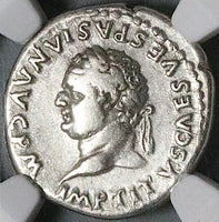 80 NGC Ch F Titus Denarius Roman RARE Elephant Coliseum Pompeii (25082201C)