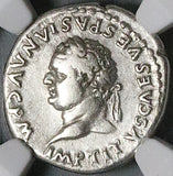 80 NGC Ch F Titus Denarius Roman RARE Elephant Coliseum Pompeii (25082201C)