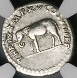 80 NGC Ch F Titus Denarius Roman RARE Elephant Coliseum Pompeii (25082201C)