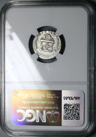 80 NGC Ch F Titus Denarius Roman Curule Chair Rare Left Portrait Coliseum Pompeii (25071501C)