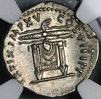 80 NGC Ch VF Titus AR Denarius Roman Empire Throne Thunderbolt Coliseum Pompeii Vesuvius 5/5 5/5 (25062603C)