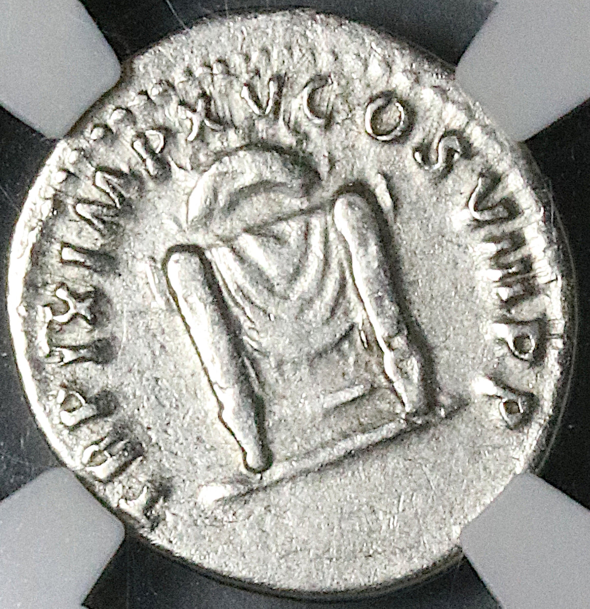 80 NCG VF Titus AR Denarius Roman Empire Throne Coliseum Pompeii Vesuv ...