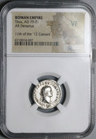 80 NCG VF Titus AR Denarius Roman Empire Throne Coliseum Pompeii Vesuvius (25051502D)