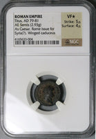 71 NGC VF Star Titus AE Semis Roman Empire Winged Caduceus Rome Mint (24122901C)