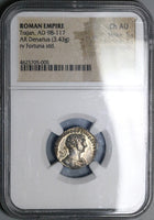 113 NGC Ch AU Fine Style Trajan Roman Empire Denarius Fortuna 5/5 5/5 (23120802C)