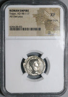 114 NGC XF Fine Style Trajan Denarius Roman Empire Genius SPQR (23060402C)
