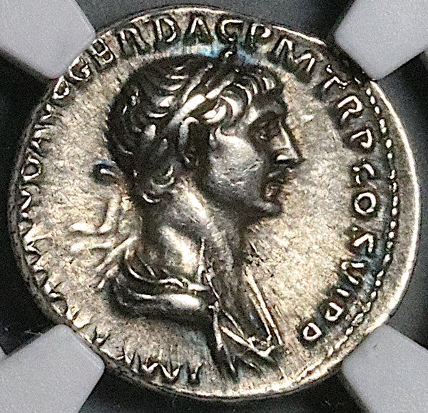 112 NGC XF Trajan Roman Empire Denarius Aquila Legionary Standards 4/5 4/5 (25111803C)
