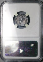114 NGC Ch VF Trajan Roman Empire Denarius Mars Trophy Spear Triumph (25051701C)