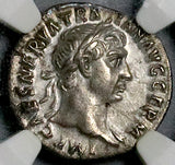 101  NGC AU Trajan Roman Empire Denarius Dacia War Victory Ship Prow (26080802C)