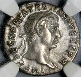 101  NGC AU Trajan Roman Empire Denarius Dacia War Victory Ship Prow (26080802C)