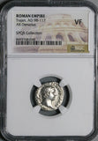 106 NGC VF Trajan Denarius Roman Empire Victory Inscribing Shield 1st Dacian War (26041901C)