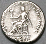 103 Trajan Roman Empire Denarius Vesta Palladium Scepter VF Ancient Coin (26040801R)