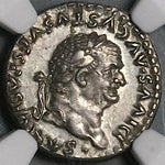 79 NGC Ch XF DIVVS Vespasian Denarius Titus Capricorns Roman Empire 5/5 (23120701C)