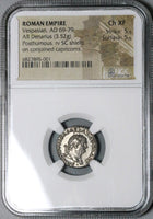 79 NGC Ch XF DIVVS Vespasian Denarius Titus Capricorns Roman Empire 5/5 (23120701C)