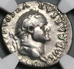 74 NGC Ch VF Vespasian Denarius Roman Empire Winged Caduceus Hermes  COS V (23111001C)