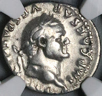 74 NGC Ch VF Vespasian Denarius Roman Empire Winged Caduceus Hermes  COS V (23111001C)