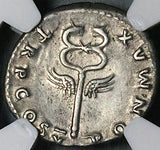 74 NGC Ch VF Vespasian Denarius Roman Empire Winged Caduceus Hermes  COS V (23111001C)